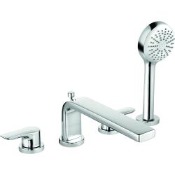 Смеситель для ванны/душа KLUDI PURE&SOLID на борт ванны, двухвентильный, неповоротный, длина излива 220 мм, латунь, цвет хром