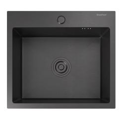 Мойка GranFest METAL 5045, 50х45 см, врезная, стальная, прямоугольная, цвет PVD графит, с отверстием под смеситель, без слив-перелива, без крыла, для кухни