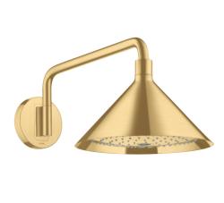 Верхний душ AXOR Showers/Front 240 2jet с держателем, настенный монтаж, круглый, с 2 режимами, размер 27,9х27,9 см, металлический, цвет: шлифованное золото, для душа/ванной