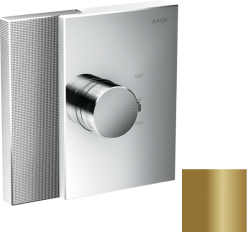 Смеситель для душа Axor Edge HighFlow, термостатический, с алмазной огранкой, скрытого монтажа, 1 потребитель, настенный, без излива/шланга/лейки, квадратный, латунный, цвет полированная бронза, с термостатом