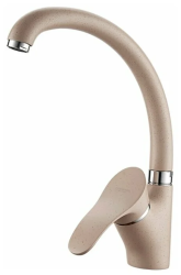 Смеситель для кухни/мойки Ledeme однорычажный, керамический, с поворотным изливом, латунь, цвет гранитный/бежевый/матовый, кухонный, хромированный, вертикальный, однорукий, одноручный, однозахватный, одноручковые, кран, комплект, сантехника