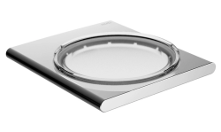 Мыльница Keuco Edition 400, с держателем, настенная, латунь/стекло, прямоугольная, для душа/мыла, в ванную комнату, под кусковое мыло, цвет хром