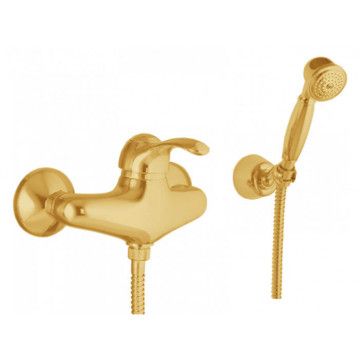 Смеситель для душа Webert Aurora однорычажный, керамический, настенный, без излива, с шлангом/лейкой, латунь бронза