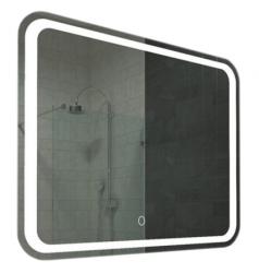 Зеркало Loranto Стиль, 90х80 см, с LED/ЛЕД-подсветкой, прямоугольное, выключатель сенсорный, для ванны, навесное/подвесное/настенное