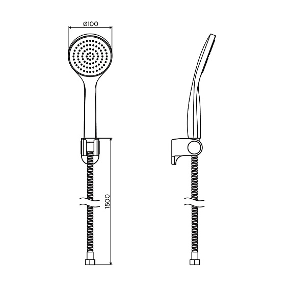Душевой гарнитур Dorff Comfort цвет черный, комплект: держатель лейки/ручная лейка 1-режим/шланг, наружного монтажа, нержавеющая сталь/пластик