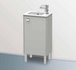 Тумба под раковину Duravit Brioso, 42х28,9х68,3 см, напольная, цвет: бетонно-серый/хром, 1 распашная дверца/одностворчатая, стеклянная полка, ДСП, прямоугольная, правая, в ванную комнату