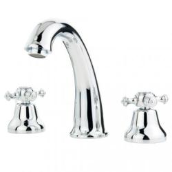 Смеситель для раковины Migliore Prestige, на 3 отверстия, двухвентильный, неповоротный, длина 132 мм, керамический, латунь, цвет хром