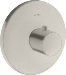 Смеситель для душа Axor Uno HighFlow, термостатический, скрытого монтажа, настенный, без излива/шланга/лейки, круглый, латунный, цвет под сталь, с термостатом, встроенный/встраиваемый/термостатный