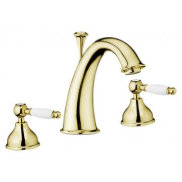 Смеситель для раковины Webert Dorian двухвентильный, неповоротный, длина 116 мм, латунь, цвет золото