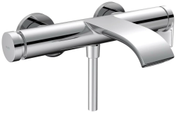 Смеситель для ванны Hansgrohe Vivenis, однорычажный, настенный, наружнего/внешнего монтажа, неповоротный, латунный, длина излива 21,6 см, керамический, цвет хром, без душевого шланга/лейки, на 2 отверстия