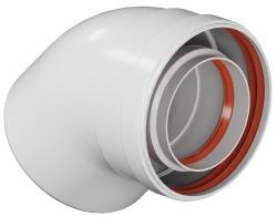 Отвод дымохода коаксиальный Okseler D80/125 промежуточный 45°, для дымохода