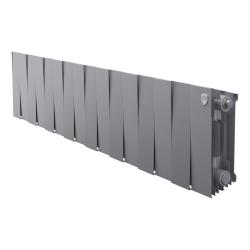 Радиатор отопления Royal Thermo PianoForte 200 Silver Satin (16 секций) биметаллический, боковое подключение, для квартиры, дома, водяные, мощность 1515 Вт, настенный, серебристый