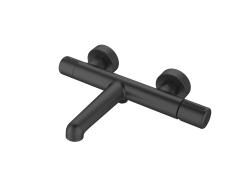 Смеситель для ванны/душа BelBagno Uno, настенный, однорычажный, неповоротный, длина 130 мм, керамический, латунь, цвет черный матовый