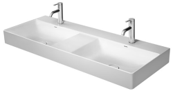 Раковина DURAVIT DuraSquare WonderGliss 120х47х14,5 см, подвесная, двойная (две чаши), прямоугольная, санфарфор, шлифованная, цвет белый, 2 намеченных отверстия под 2 смесителя, антигрязевое покрытие, без перелива