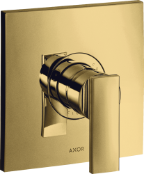 Смеситель для душа Axor Citterio, однорычажный, с рычаговой рукояткой, скрытого монтажа, керамический, настенный/встраиваемый, без излива, без шланга/лейки, квадратный, латунь, цвет полированное золото, для душа/ванной