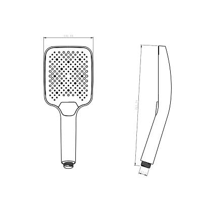 Лейка душевая Raglo R450.52.06, 107 мм прямоугольная, 3 режима, цвет черный, пластик, ручная, для душа/ванной