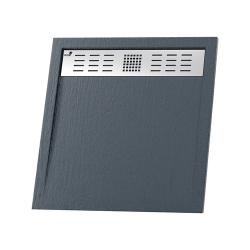 Душевой поддон RGW Stone Tray STM-G, 80х80х2,5 см, квадратный, из искусственного камня, низкий, цвет: графит, с антискользящим рельефным покрытием, с бортиком