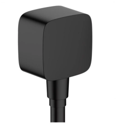 Шланговое подсоединение Hansgrohe FixFit E размер 6,4х6,4 см, цвет матовый черный, квадратное, латунь/пластик, защита от обратного тока воды