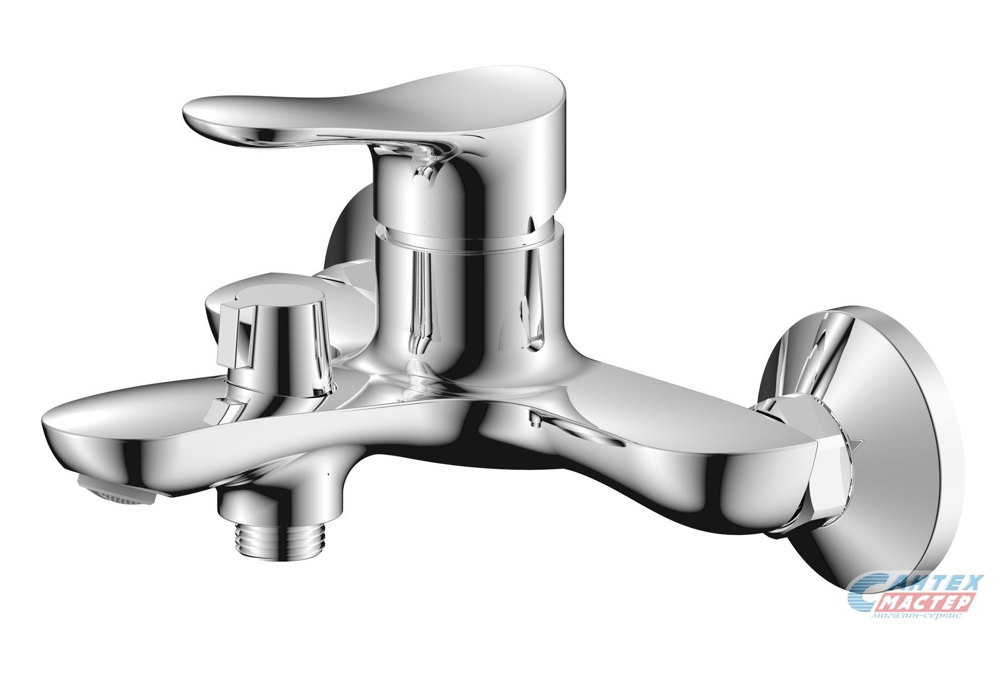 Смеситель для ванны/душа Zenta Вейв однорычажный, керамический, настенный, излив фиксированный 173 мм, с гибким шлангом, душем/лейкой, латунь, цвет хром, короткий, универсальный, горизонтальный, рычажный, кран, комплект, сантехника, размер