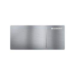 Кнопка смыва Geberit Omega 70 матовая нержавеющая сталь, клавиша управления для сливного бачка, инсталляции унитаза, двойная, механическая, панель, универсальная, размер 112х50х0,9 мм