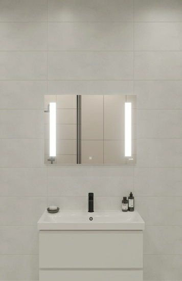 Зеркало Cersanit LED 020 base, 80х60х4 см, с LED/ЛЕД-подсветкой, прямоугольное, выключатель, для ванны