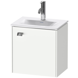Тумба под раковину Duravit Brioso, 44х31х44,4 см, подвесная, с распашной дверцей, ДСП, цвет: белый матовый/хром, шкафчик навесной, прямоугольная, правая, в ванную комнату