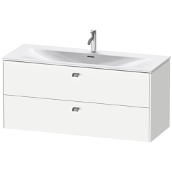 Тумба под раковину Duravit Brioso, 122х47,9х55,5 см, подвесная, 2 выдвижных ящика, ДСП, цвет: белый матовый/хром, шкафчик навесной, механизм доводчика, прямоугольная, правая/левая, в ванную комнату