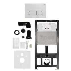 Инсталляция для унитаза Рехау Novaflow с панелью смыва Nova Ellipse 001 (овальные клавиши) цвет белый глянец, система для подвесного унитаза, со скрытым смывным бачком (бак), комплект, размеры рамы (каркас) 520х125х1147 мм