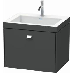 Тумба c раковиной Duravit Brioso, 60х48х50,2 см, подвесная, 1 выдвижной ящик, ДСП, цвет: графит матовый/хром /Vero Air, мебельная, прямоугольная, цвет белый, фарфоровая, 1 отверстие под смеситель, без перелива