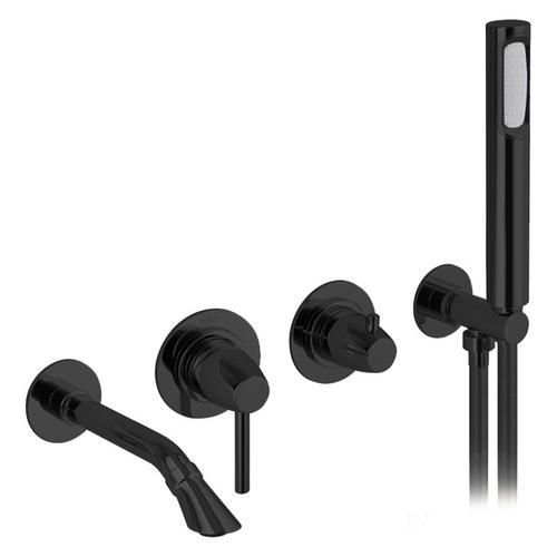 Смеситель для ванны/душа Webert Opera Moderna однорычажный, настенный, излив 168 мм, неповоротный, латунь, цвет черный