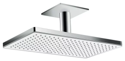 Верхний душ Hansgrohe Rainmaker Select 460 1jet EcoSmart, потолочный монтаж, прямоугольный, с 1 режимом: Rain, размер 46,6х27 см, нержавеющая сталь/стекло, цвет хром/белый