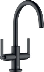 Смеситель для раковины/умывальника KLUDI NOVA FONTE Puristic двухвентильный, поворотный, длина излива 170 мм, латунь, цвет черный матовый