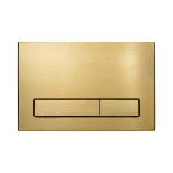 Кнопка смыва KK-POL M16, прямоугольная, цвет: брашированное золото. пластик, клавиша управления для сливного бачка, инсталляции унитаза, двойная, механическая, панель, универсальная, размер 15х22х1,3 см