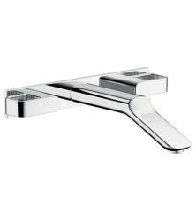 Смеситель для раковины Axor Urquiola, на 3 отверстия, двухвентильный, настенный/встраиваемый, скрытого монтажа, фиксированный излив, длина излива 22,8 см, керамический, латунь, цвет хром, незапираемый сливной набор