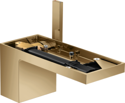 Смеситель для раковины/умывальника Axor MyEdition 70, без панели, однорычажный, фиксированный излив, длина излива 15,1 см, керамический, латунь, цвет полированная бронза, со сливным клапаном Push-Open