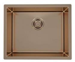 Мойка кухонная ALVEUS QUADRIX MONARCH 50 COPPER 55х45х20 см, слив 90, врезная вровень со столешницей, нержавеющая сталь с PVD покрытием, прямоугольная, цвет медь, без отверстий под смеситель