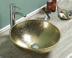 Раковина-чаша для ванной CeramaLux NC 7226SJ 41х15х41 накладная, круглая, керамическая/фарфоровая, цвет золото, без отверстия под смеситель, без слива-перелива