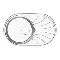 Мойка кухонная IDDIS Suno S, 77х48х18 см, нержавеющая сталь, овальная, цвет сатин шелк, без отверстия под смеситель, с крылом, оборачиваемая