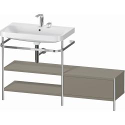 Консоль с раковиной Duravit Happy D.2 Plus c-bonded, 120х49х85 см, напольная, металл/ДСП 2 выдвижных ящика, левая, цвет: каменно-серый шелковисто-матовый /умывальник, цвет белый, керамика, 2 отверстия под смеситель