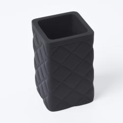 Стакан WasserKRAFT Mosel, настольный, материал: полирезин, форма квадратная, для зубных щеток в ванную/туалет/душевую кабину, цвет черный