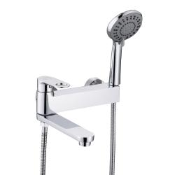 Смеситель для ванны/душа VIEIR настенный, однорычажный, поворотный, керамический, длина излива 221 мм, латунь, цвет хром