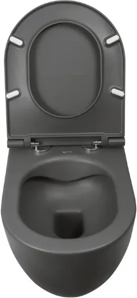 Унитаз подвесной ISVEA Infinity, 365х530х400 мм, цвет: антрацит матовый, горизонтальный (в стену) выпуск, без сиденья, безободковый, антивсплеск, под скрытый бачок