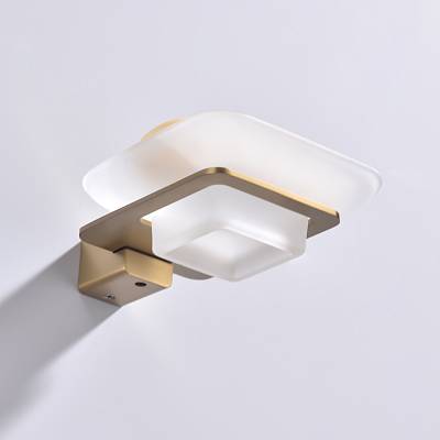 Мыльница Raglo R301.02.03 с держателем, настенная, стекло/нержавеющая сталь, квадратная, для мыла, в ванную комнату, цвет сатин золотой