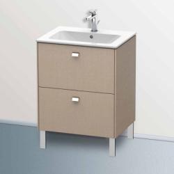 Тумба под раковину Duravit Brioso, 62х47,9х68,3 см, напольная, цвет: лен/хром, 2 выдвижных ящика, ДСП, прямоугольная, левая/правая, в ванную комнату