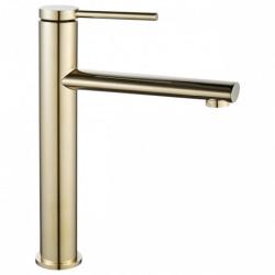 Смеситель для раковины/умывальника REA OVAL однорычажный, неповоротный, высокий, длина излива 150 мм, латунь, цвет золото