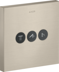 Смеситель для душа Axor ShowerSelect, термостатический, скрытого монтажа, 3 потребителя, настенный, без излива/шланга/лейки, квадратный, латунный, цвет шлифованный никель, с 3 запорными клапанами, с термостатом