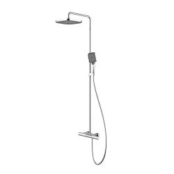 Душевая система IDDIS SpaHome термостатическая, наружного монтажа, высота 1060-1570 мм, цвет хром, комплект: смеситель/каскадный излив/тропический душ (с верхней лейкой) /стойка/лейка/шланг, клавишное управление, наружного монтажа SPHSBTKi06