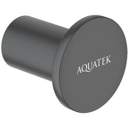Крючок одинарный Aquatek Лира настенный, нержавеющая сталь/латунь, форма округлая, для полотенец/халатов в ванную/туалет/душевую кабину, цвет матовый черный