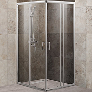 Душевой уголок BelBagno Unique, 90х90 см, без поддона, квадратный, угловой, стекло прозрачное, (без сифона) без крыши, раздвижной, стеклянный, алюминиевый профиль (хром)