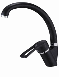 Смеситель для кухни/мойки Solone, однорычажный, поворотный, керамический, длина излива 205 мм, цинк, цвет черный мрамор